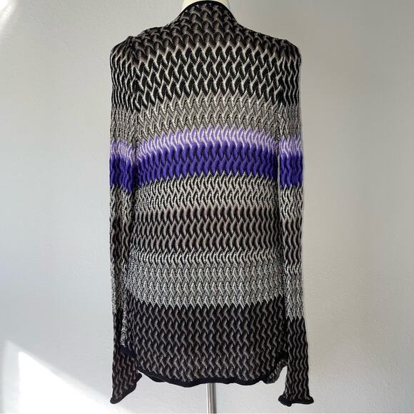 Chico’s Multicolor Cardigan 1 Long Sleeve Loose Knit Open Front Asymmetrical - Picture 3 of 5